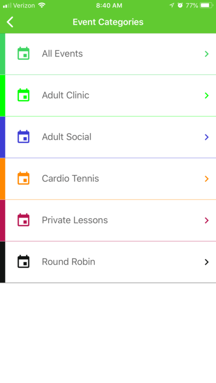 CourtReserve Event Category List CourtReserve Event Category List