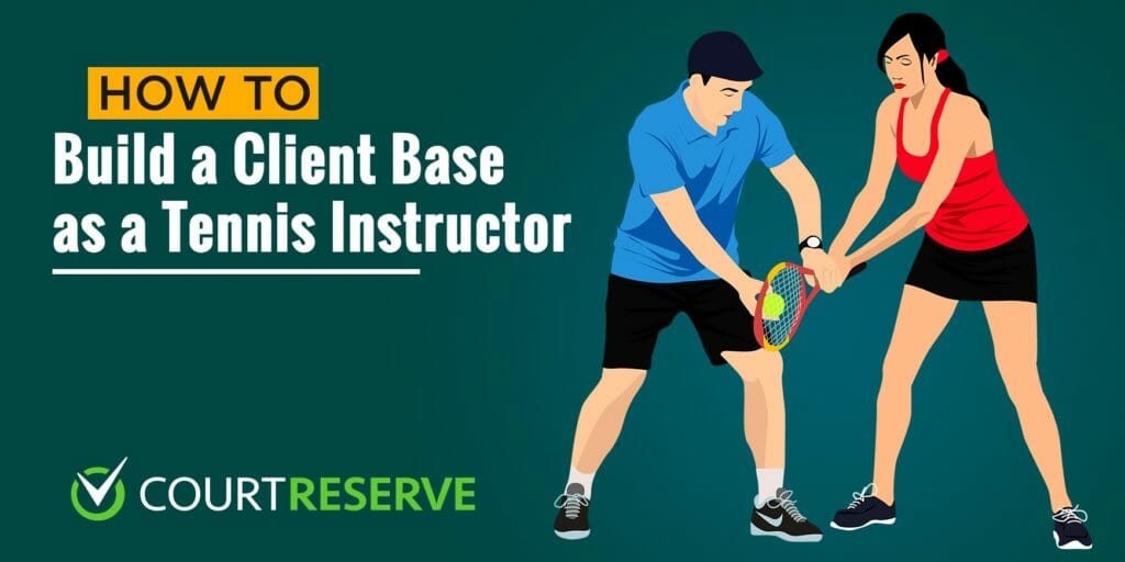 Teaching pro showing lady how to hit a tennis ball.